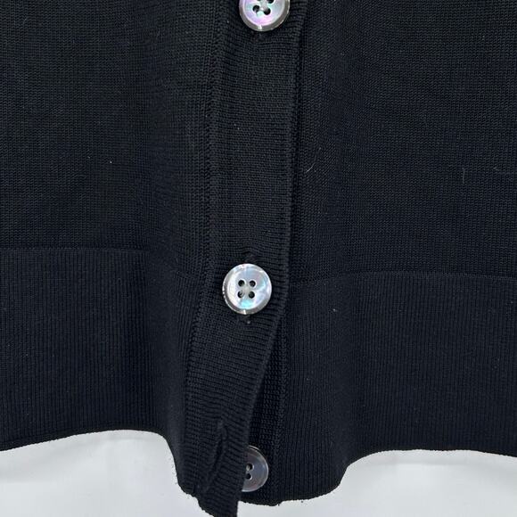 Ann Taylor Silk Blend Cardigan Sweater Black Classic Staples Womens Size Large - Picture 11 of 11